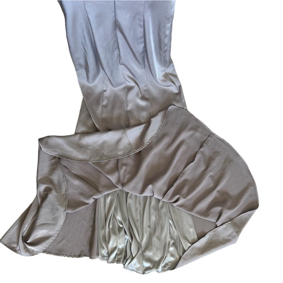 Taupe Plunging V-Neck Floor Length Mermaid Bridesmaid Dress - Picture 7 of 8